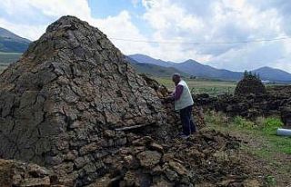 Bayburt’ta köylerin vazgeçilmez yakıtı tezek...