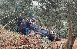 Bursa’da kanala uçan araç takla attı, içindekiler...