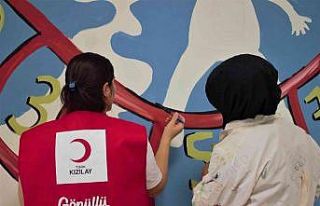Cizre Kızılay gönüllüleri, ana okul duvarlarını...
