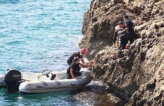 Falezlerden düşen kişiye, denizden botlu kurtarma