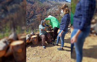 Konteynerde yaşayan yangınzedelere sağlık taraması