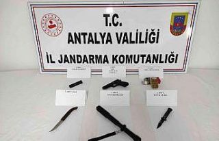 Kontrol noktasında durdurulan araçtan silah, cop...