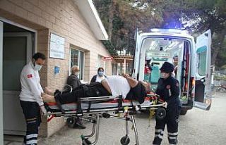 Kontrolden çıkan tır yan yattı: 2 yaralı