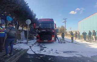 Seyir halindeki tır alev alev yandı