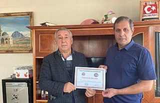 Ünsal’dan Aras’a teşekkür belgesi