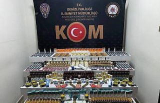 Denizli’de onlarca kaçak tütün ve cinsel içerikli...