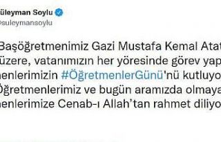 İçişleri Bakanı Soylu’dan Öğretmenler Günü...