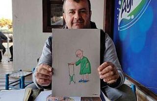 Karikatürlerini kanser hastaları için çiziyor