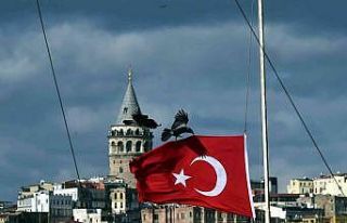 Kuşlar fırtınadan korunmak için Türk bayrağına...