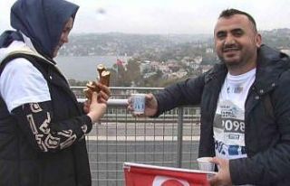 Maratondan renkli görüntüler: Boğaza karşı çay...