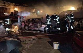 Park halindeki araç alev aldı