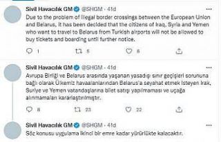 SHGM’den Belarus uçuşlarına ilişkin açıklama