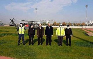 Trafik ekiplerinin denetimi helikopterden takip edildi