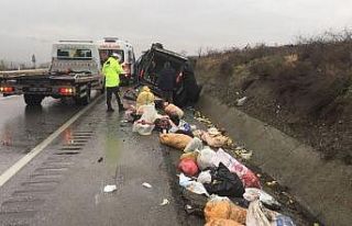 Yoldan çıkan kamyonet, sulama kanalına düştü
