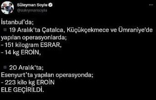 Bakan Soylu: “İstanbul’da 151 kilogram esrar...