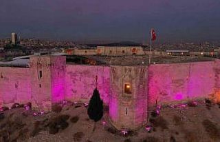 Gaziantep kalesi engelliler için mor renge büründü