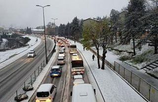 Kar yağışı trafikte aksamalara neden oldu, bir...