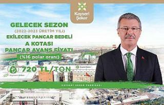 Kayseri Şeker 16 polar pancar bedeli avans fiyatına...