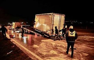 Kontrolden çıkan kamyonet devrildi, sürücü yaralandı