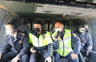 Konya’da helikopter destekli trafik denetimi