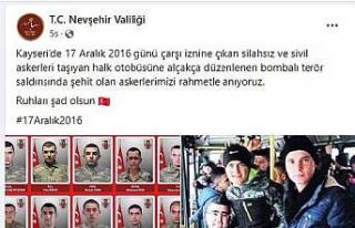 Nevşehir Valiliği: "Şehitlerimizi rahmetle...