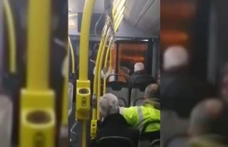 Otobüs ile servis şoförleri arasında yol verme...