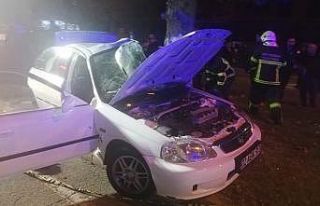 Otomobil refüjdeki ağaca çarptı: 2’si ağır...