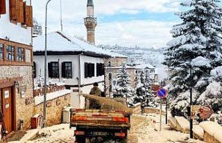 Safranbolu belediyesi buzlanmaya karşı çalışmalarını...