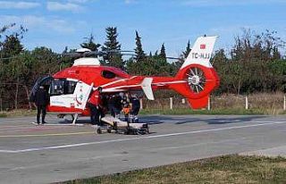 Şantiyede kalp krizi geçiren şahıs ambulans helikopterle...