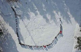 Sarıkamış Şehitleri için karla kaplı yaylada...