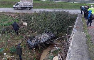 Yoldan çıkan araç kanala yuvarlandı: 1 yaralı