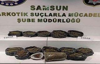 14 kilo 774 gram esrar saklandığı fındık bahçesinde...