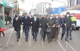 Adıyaman’da, kapalı gözlerle beyaz baston farkındalığı...