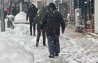 Buzlu yolda düşmemek için "penguen yürüyüşü"...