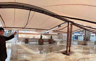 Çınarlı Cami’ye pergola sistemi kuruldu