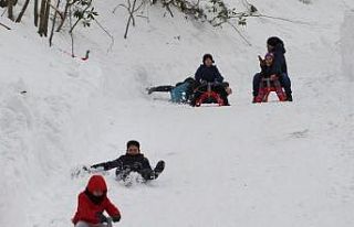 Çocuklar, kızak şenliğinde doyasıya eğlendi