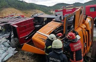 D150 karayolunda kömür yüklü tır devrildi: 1...