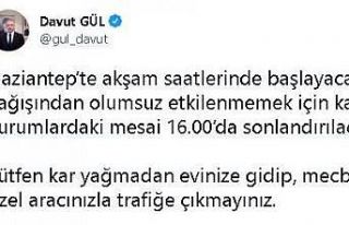 Gaziantep’te kamu mesaisi 16.00’da bitecek