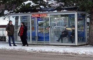 Gümüşhane’de klimalı duraklar soğuk kış aylarında...