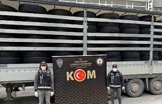 İzmir’de 2 milyon TL değerinde kaçak araç lastiği...