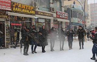 Kar altında halay çektiler