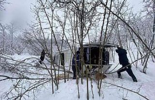 Kardan kayan minibüs fındık bahçesine uçtu: 4...