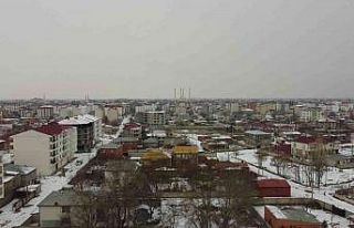 Karın yağmasıyla beyaza bürünen Iğdır havadan...