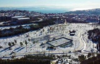 Karla kaplanan Tatlıkuyu Vadisi havadan görüntülendi