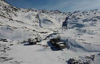Karla kaplı Ağrı Dağı ve Iğdır dağları havadan...