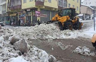 Karlıova’da karlar kamyonlarla kent dışına taşınıyor