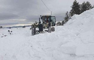 Kastamonu’da yolları açan iş makinesinin üzerine...