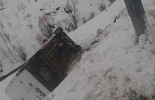 Kontrolden çıkan minibüs şarampole yuvarlandı