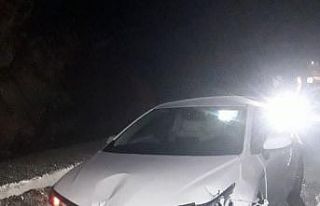 Kontrolden çıkan otomobil bariyerlere çarptı