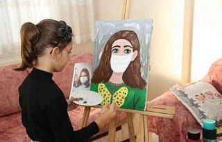 Küçük ressam, boya ve fırça takımına kavuştu